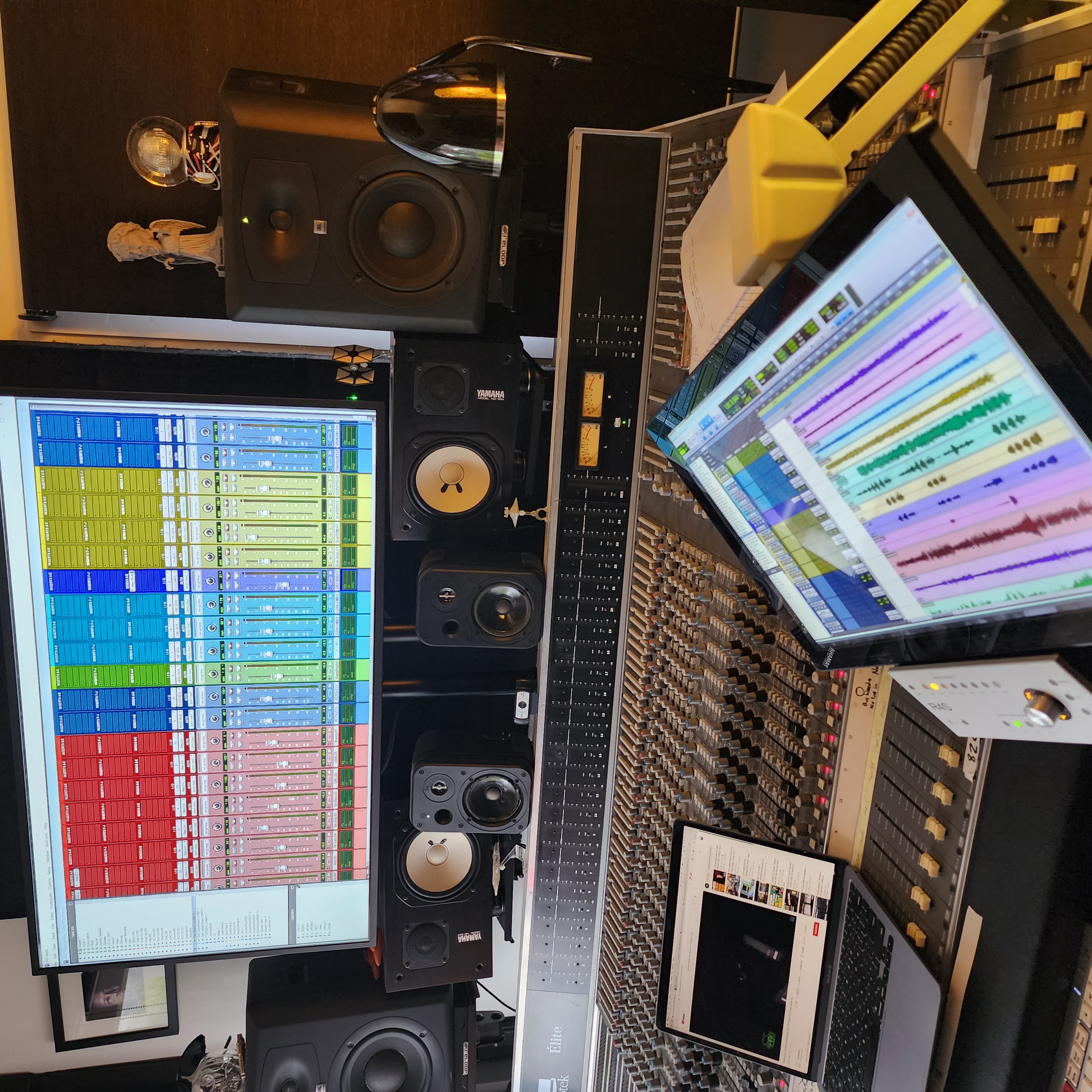 DAW session and mixing desk